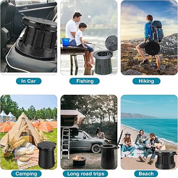 ALEVMOOM XXL Portable Toilet for Camping,880lbs Capacity,19.7 H Adjustable Portable Toilet with 7 Garbage Bags,Porta Potty for Adults,Collapsible Luggable Loo for Camping/Travel/Car/Hiking Black