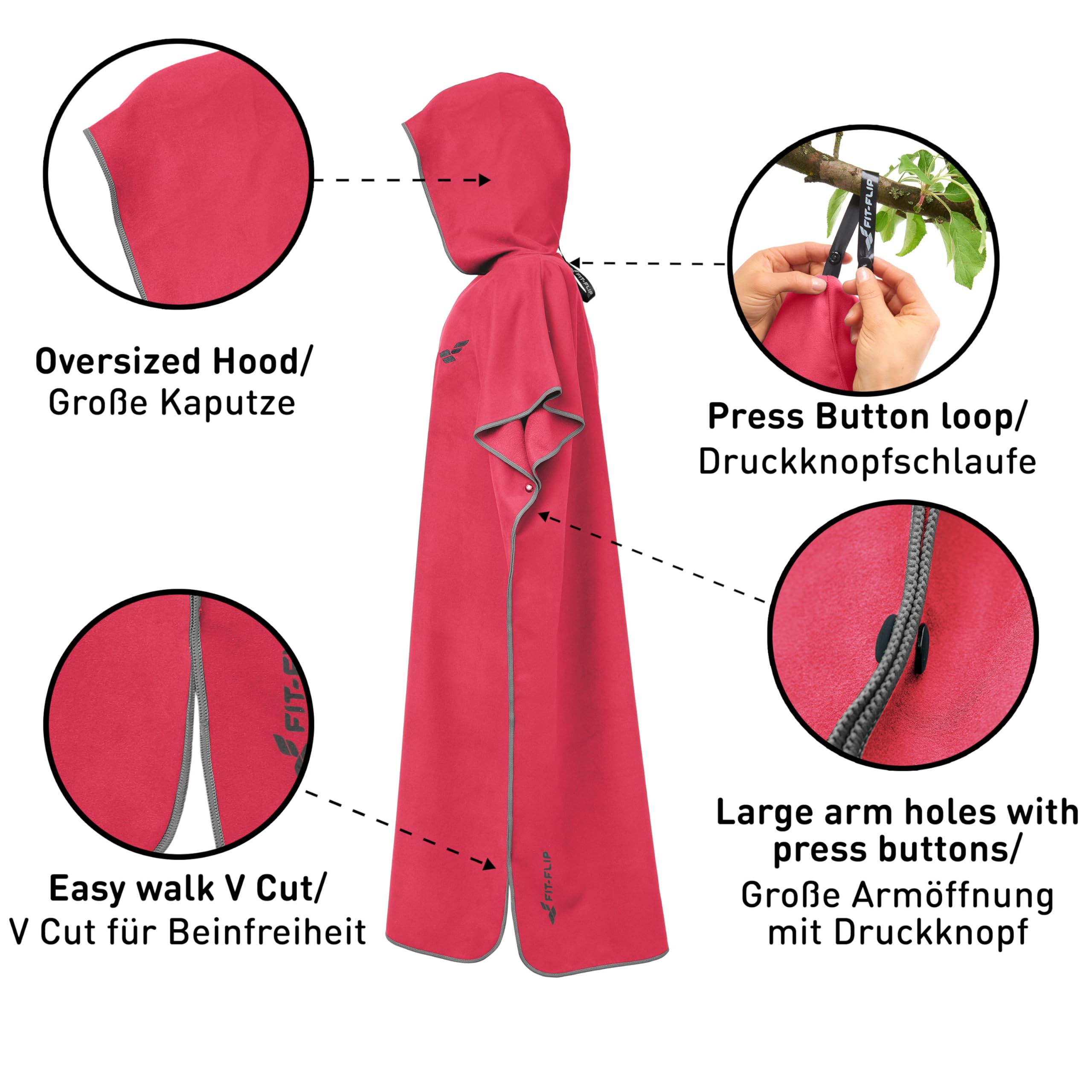 Surf poncho – ponczo do surfingu dla mężczyzn i kobiet – lekkie i kompaktowe – ponczo plażowe, poncho kąpielowe