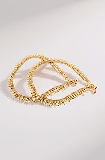 CUTE GOLD One Gram Gold Plated & Brass Stylish Anklets Kolusu Payal Ghungroo for Women & Girls (10.5 Inch)