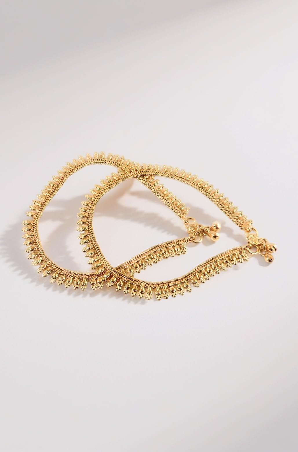 CUTE GOLD One Gram Gold Plated & Brass Stylish Anklets Kolusu Payal Ghungroo for Women & Girls (10.5 Inch)