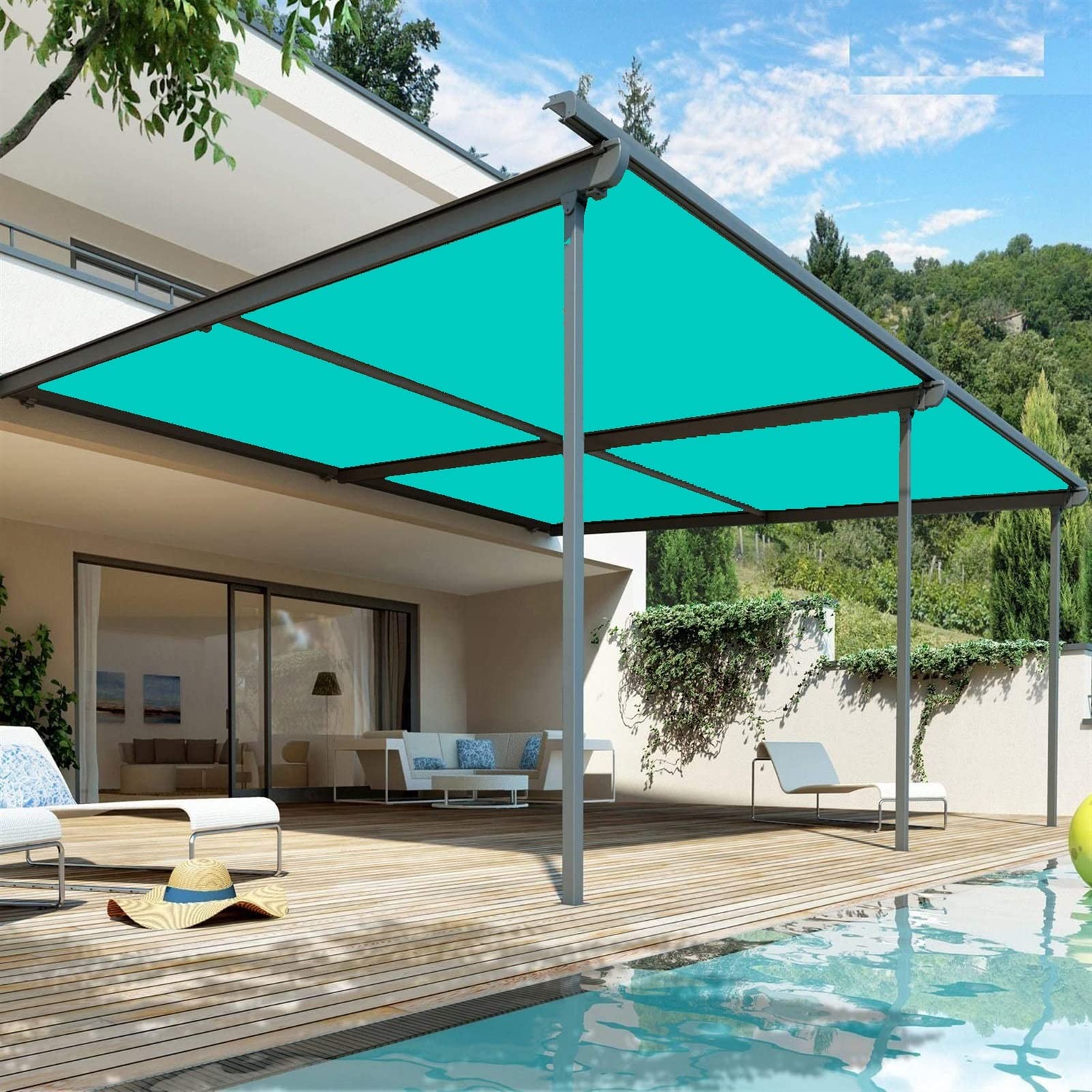 Vela parasole impermeabile, 1,8 x 10 m, resistente alla pioggia, baldacchino quadrato, soluzione per esterni, giardini, cortili, sabbia e verde scuro