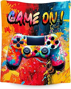 Gamer Blanket for Boys Men Blankets Gifts - 50x60 Inches Cool Soft Cozy Gaming Throw for Sofa Bed