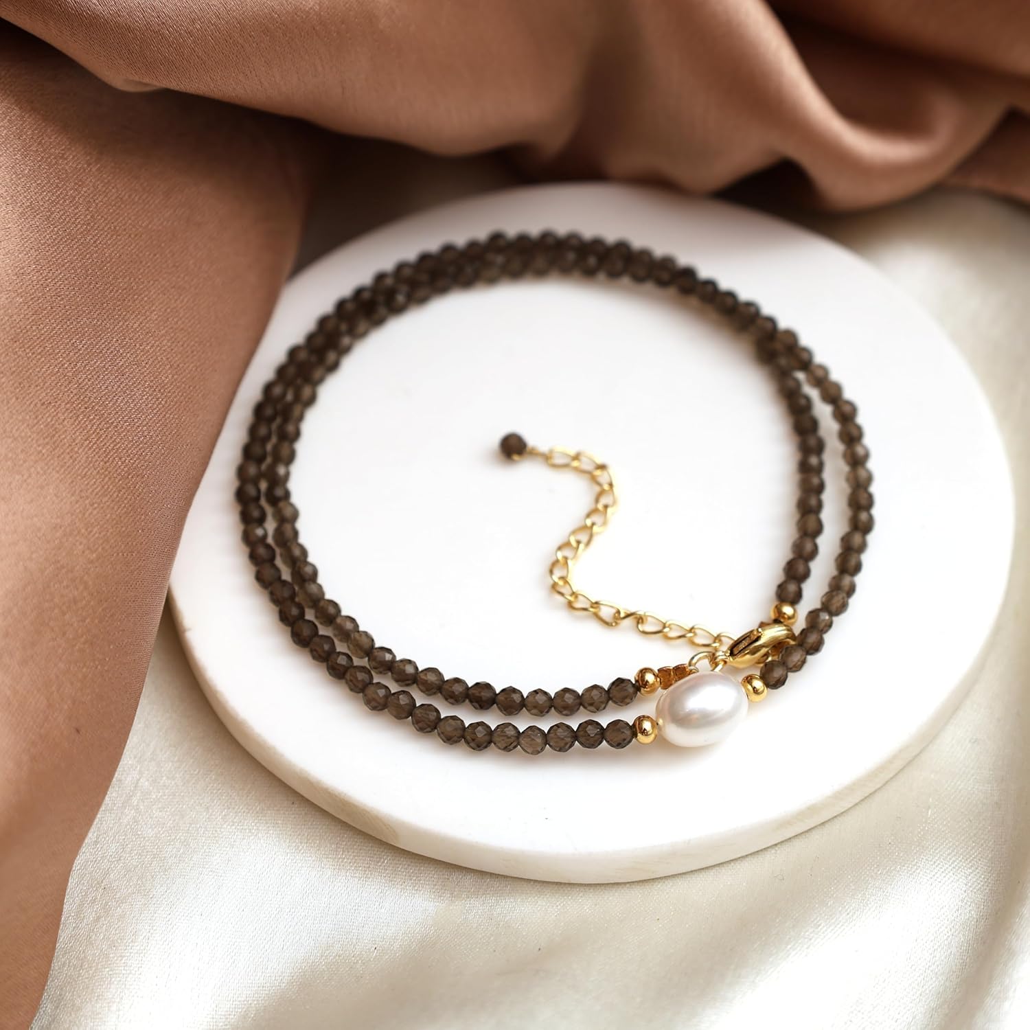 Gempires Gemstone Beaded Necklace with Freshwater Pearl Choker Style Jewelry Hypoallergenic Non Tarnish Gold Plated Crystal Beads Necklaces For Women - Image 6