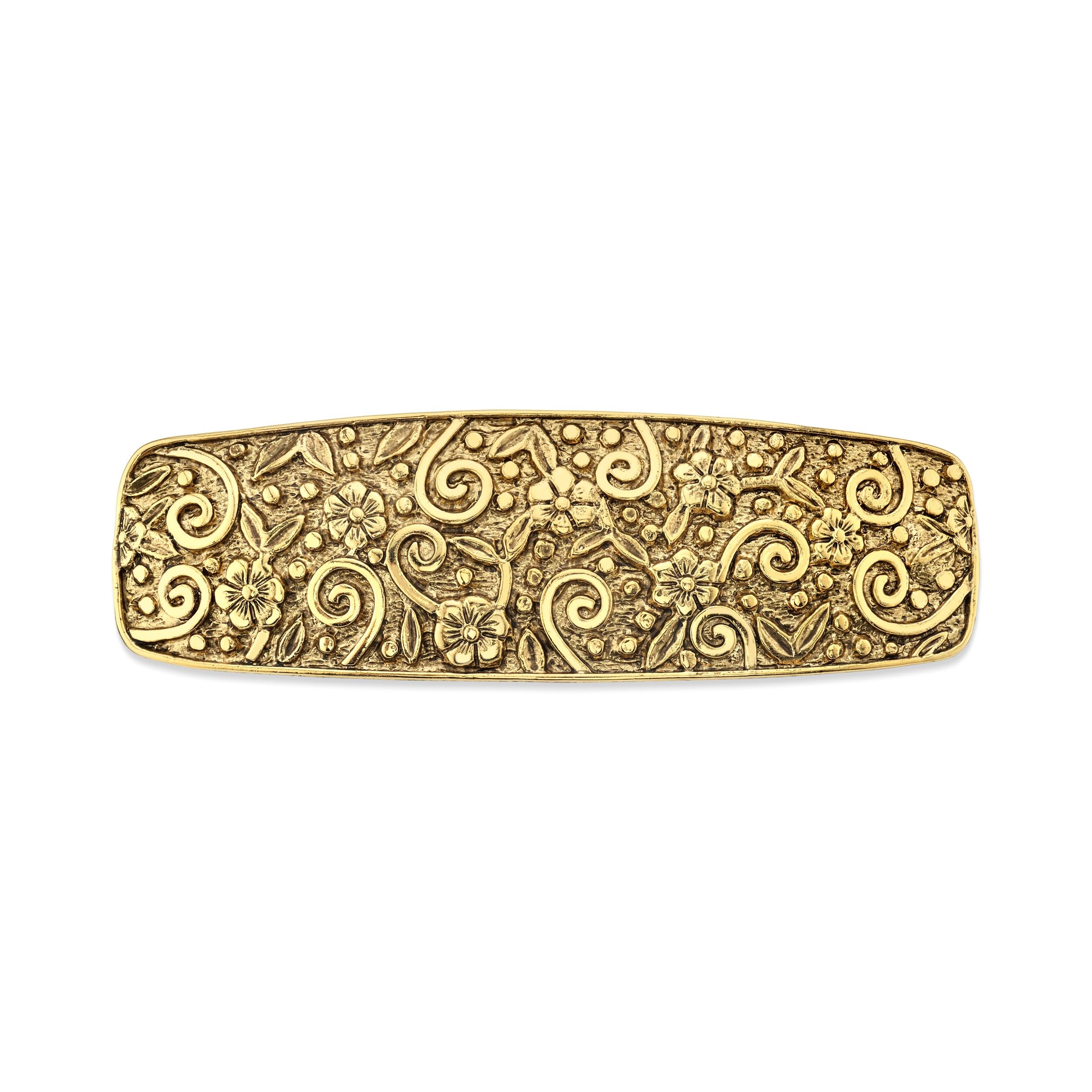 1928 Jewelry Company Gold-Tone Floral Hair Barrette Gold 1 Count (Pack of 1)