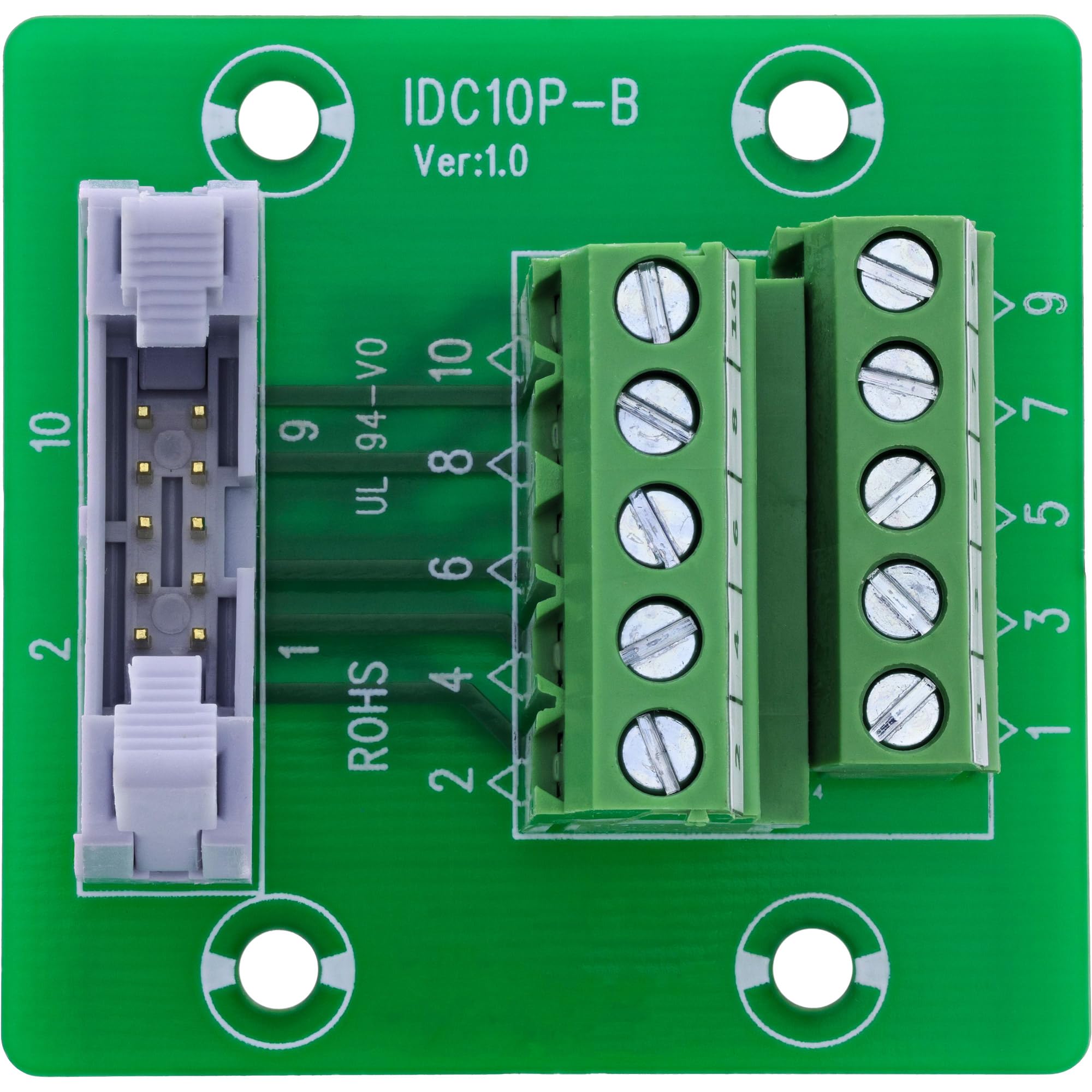 InLine IDC 10 gniazdo na blok zacisków, 5-biegunowy, adapter kabla płaskiego, kompaktowe rozwiązanie do płytek z zaciskami śrubowymi, idealne do inteligentnego domu i DIY, 92504O
