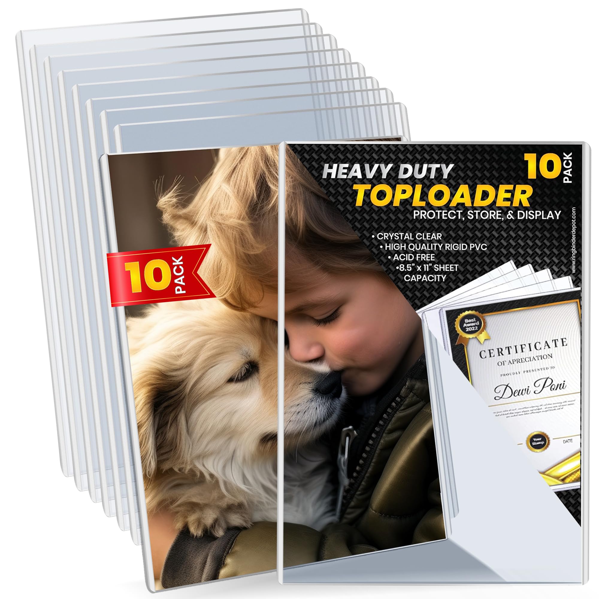Performore 8.5" x 11" Heavy Duty Rigid Print Crystal-Clear Toploader - Hold, Protect, Store, Display Photographs, Restaurant Menu Covers, Comic Book Frame, Prints and Documents (10 Pack)