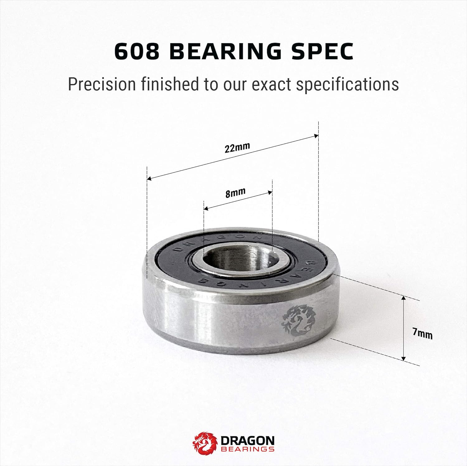 Fireball Dragon Precision Skateboard Bearing Bundle | Includes 8X Bearings, Spacers, Speed Rings & Tool | 608 Bearing for Skateboards, Longboards, Inline Skates, Roller Skates, Spinners