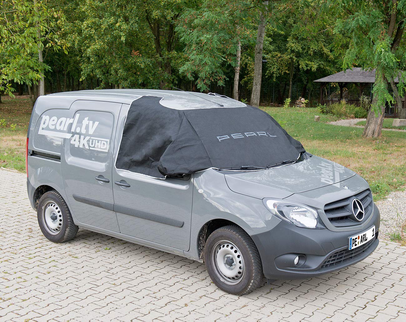 PEARL Autoabdeckung: 3er-Set Anti-EIS-Kfz-Scheibenabdeckung, Magnet-Fixierung, 270 x 94 cm (Frontscheibenabdeckung Magnet, Autoabdeckplane, Spray)