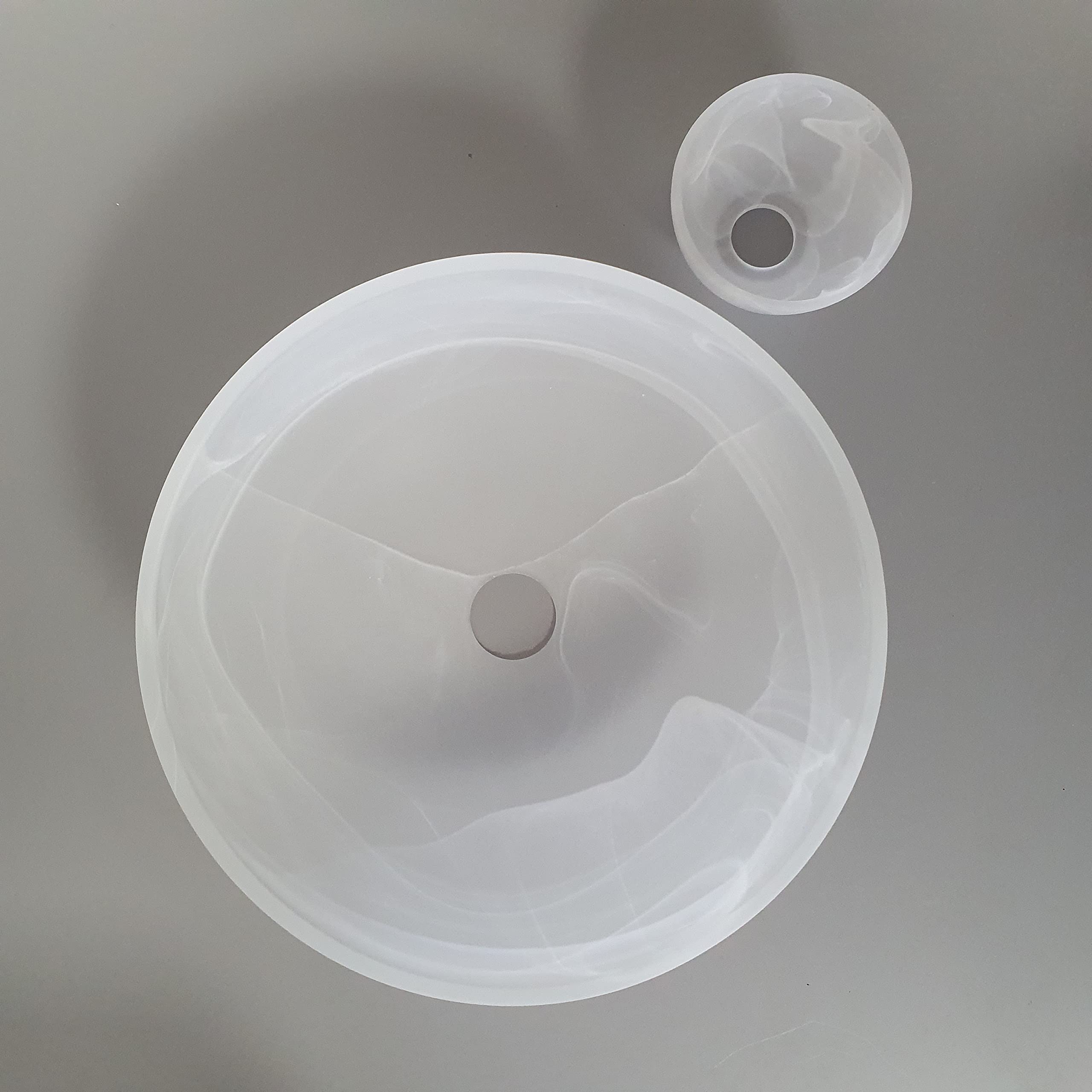 Ersatzglas Fluterglas Komplettset alabasterfarbig – Lampenschirm Glas Ersatz für Stehlampe, Deckenfluter, Leseleuchte & Oberlicht – passend für E14 / E27 Fassung inkl. Adapterringe