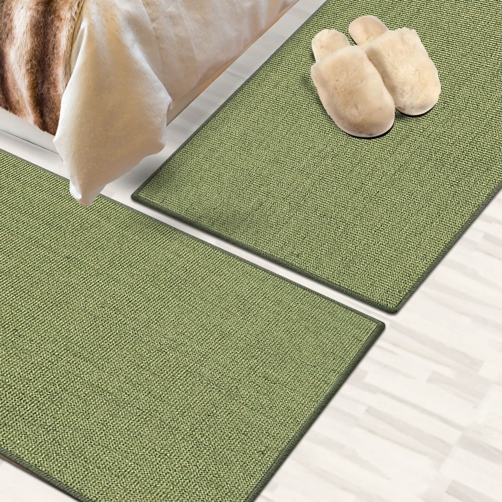 Floordirekt Sisal-Bettumrandung Sylt - Bettvorleger Teppichläufer - 3-teiliges Läufer-Set in 3 Größen (B: 80 cm | L: 1 x 300 cm + 2 x 150 cm, Grün)