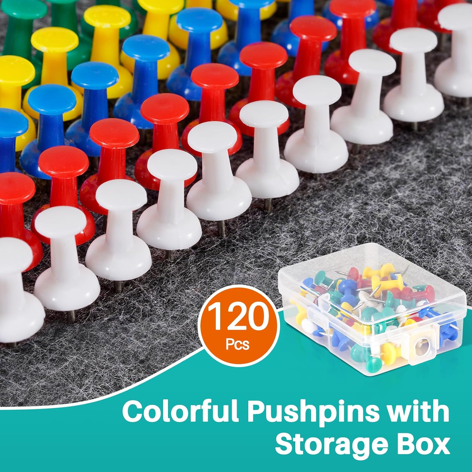 120Pcs Colorful Push Pins for Bulletin Board image 2