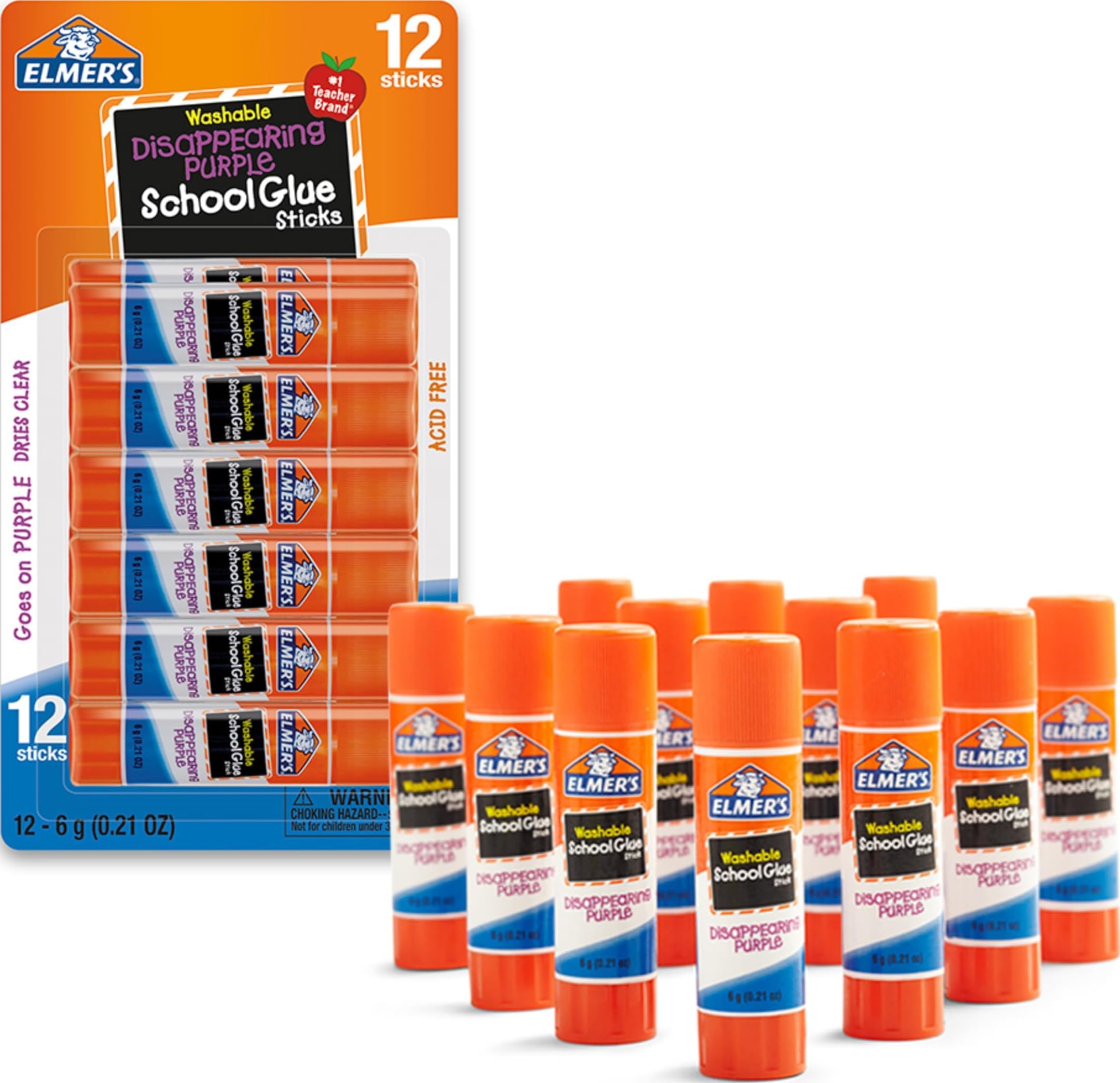12-Pack Elmer's Disappearing Purple Glue Sticks