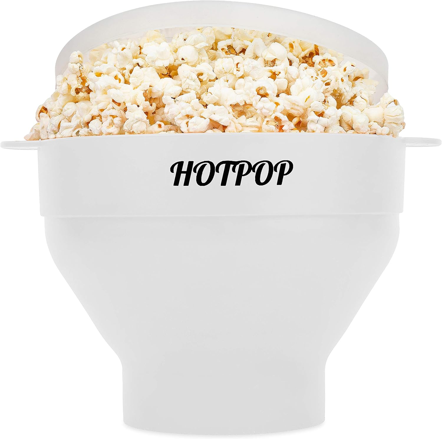 The Original Hotpop Microwave Popcorn Popper, Silicone Popcorn Maker, Collapsible Popcorn Bowl BPA-Free and Dishwasher Safe- 20 Colors Available (White)