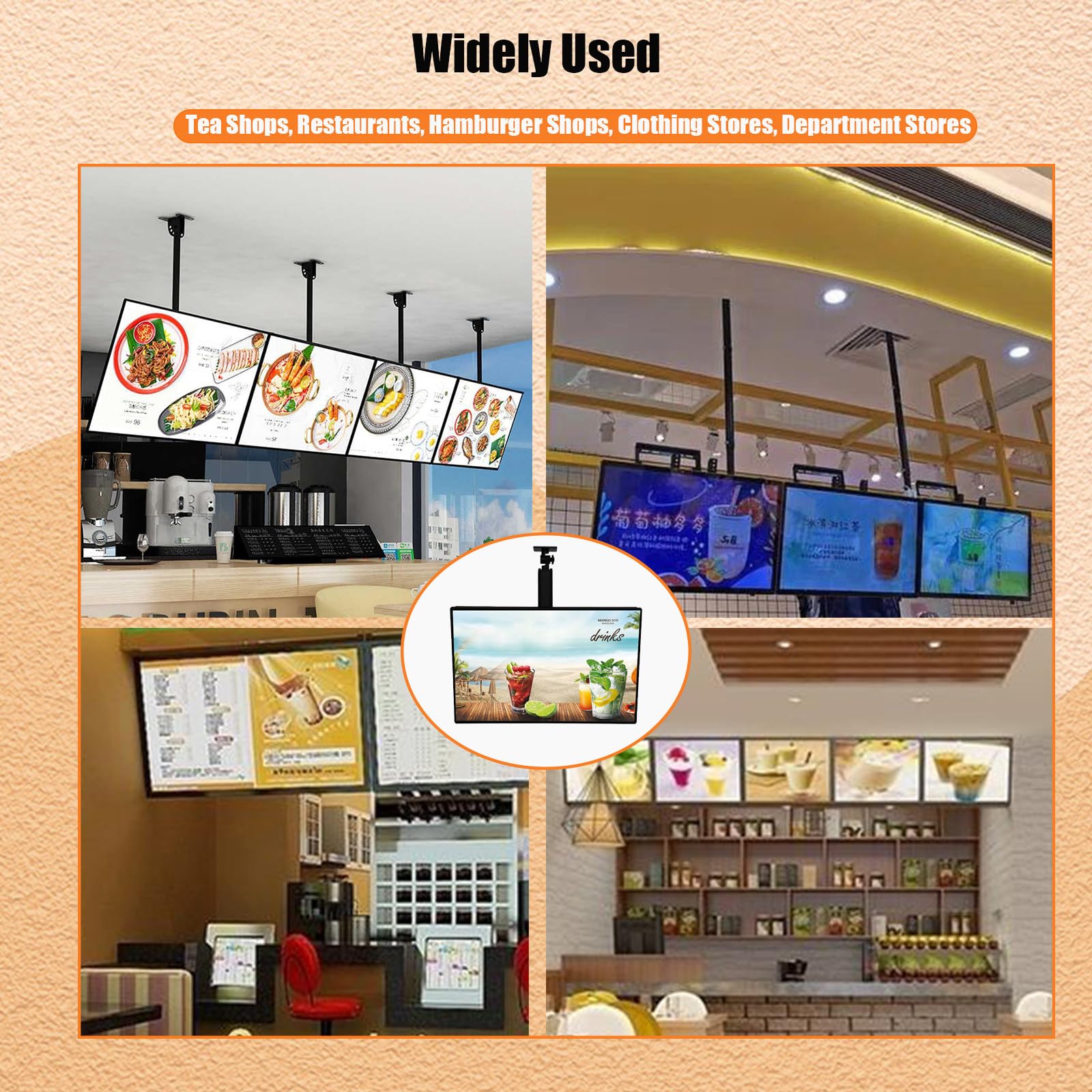 Caja de luz LED Ultrafina con Marco a presión. Exhibidor de póster Iluminado, Soporte de Pared para restaurantes (Marco Negro). Fixedbracket-50 * 80cm/19.7 * 31.5in