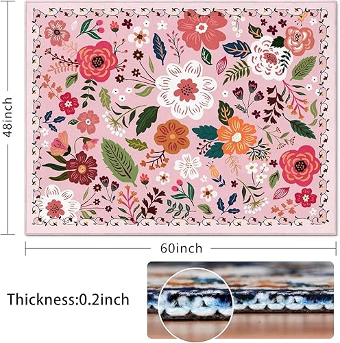 Vista 32 de Tapete para silla de oficina para suelo de madera dura y azulejos, tapete bohemio floral de 36 x 48 pulgadas para silla de computadora de oficina