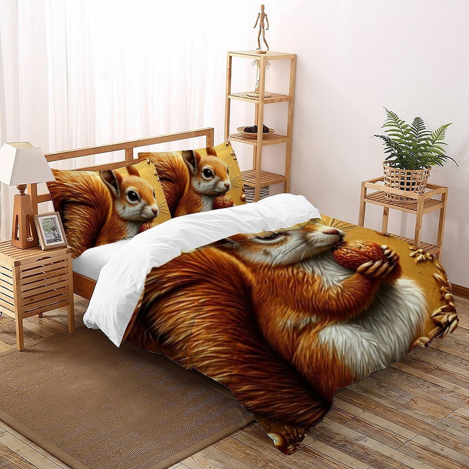 Housse de couette double écureuils d'or pour créer une ambiance Animaux Land ludique