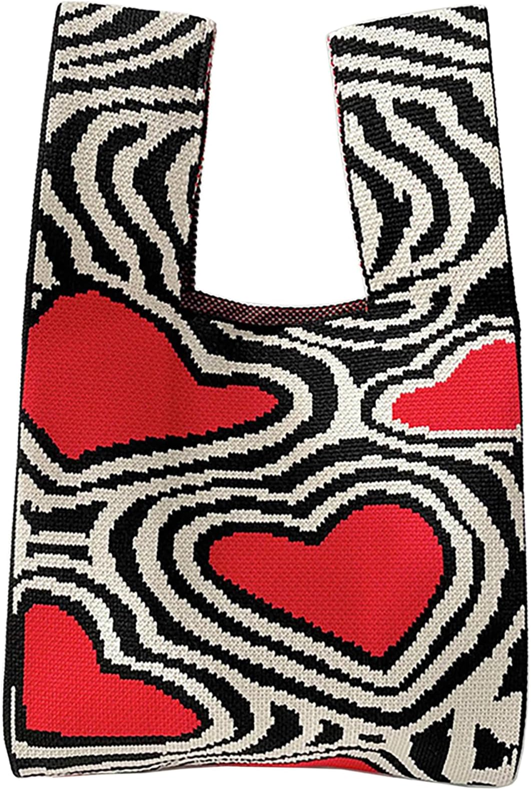 AONTUSWrist Handbag for Women Aesthetic Crochet Knit Tote Bag Wristlet Handbag Small Woven Shoulder Bags Sleeve Knot Pouch