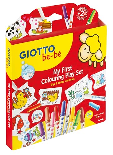 Giotto be-bè My First Colouring Play Set, Rotuladores de Fibra Súper Lavables, Punta 5 mm, Estuche de Cartón