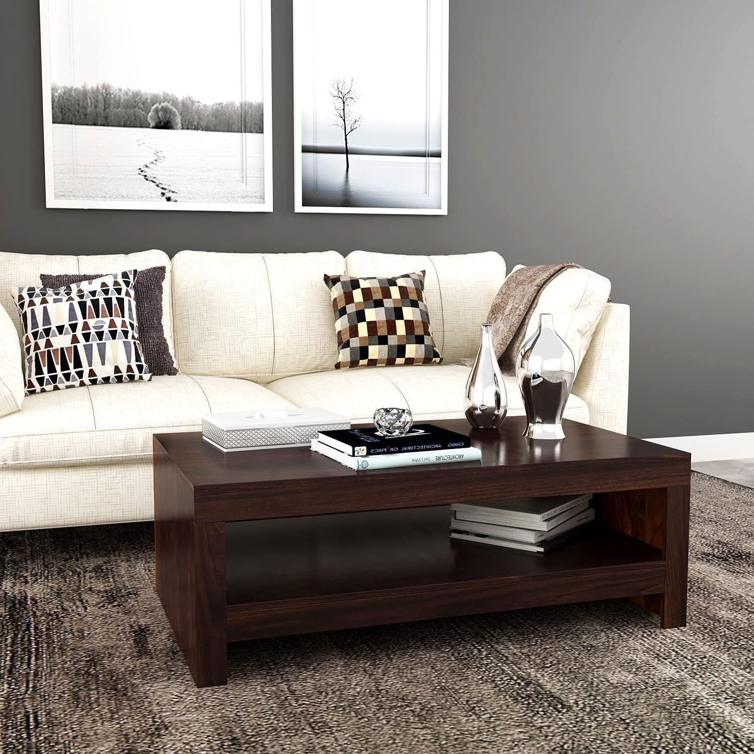 Sheesham Wooden Center Coffee Table for Living Room | Solid Wood Teapoy Tea Table | Rosewood Sofa Center Table for Home & Office (B Walnut)-image-35