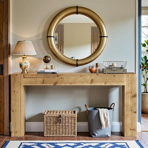 Miniatura 6 de Tribesigns Title - Mesa de sofá consola de madera maciza de 63 pulgadas, mesa de entrada larga de granja detrás del sofá para sala de estar,