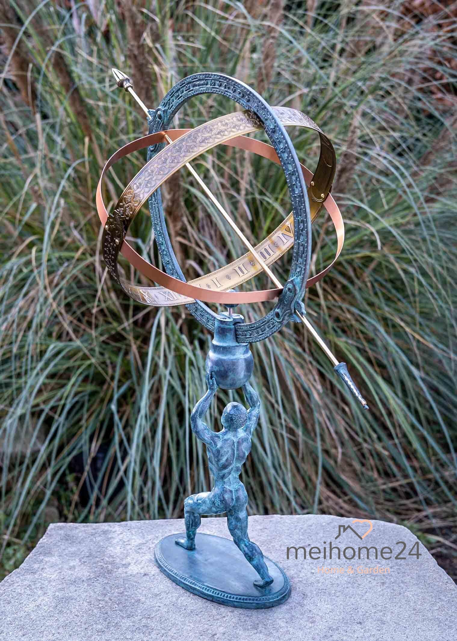 Generisch Bronze-Skulptur Sonnenuhr | vom Mann getragen | 35x33x70cm | Sonnenuhr aus Bronze | handgefertigt