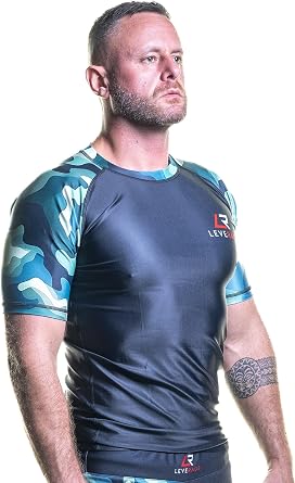 Leverage Clothing - Mens Jiu-Jitsu No-Gi BJJ Grappling MMA Water Surfing Summer Beach - Rash Vest Rash Guard