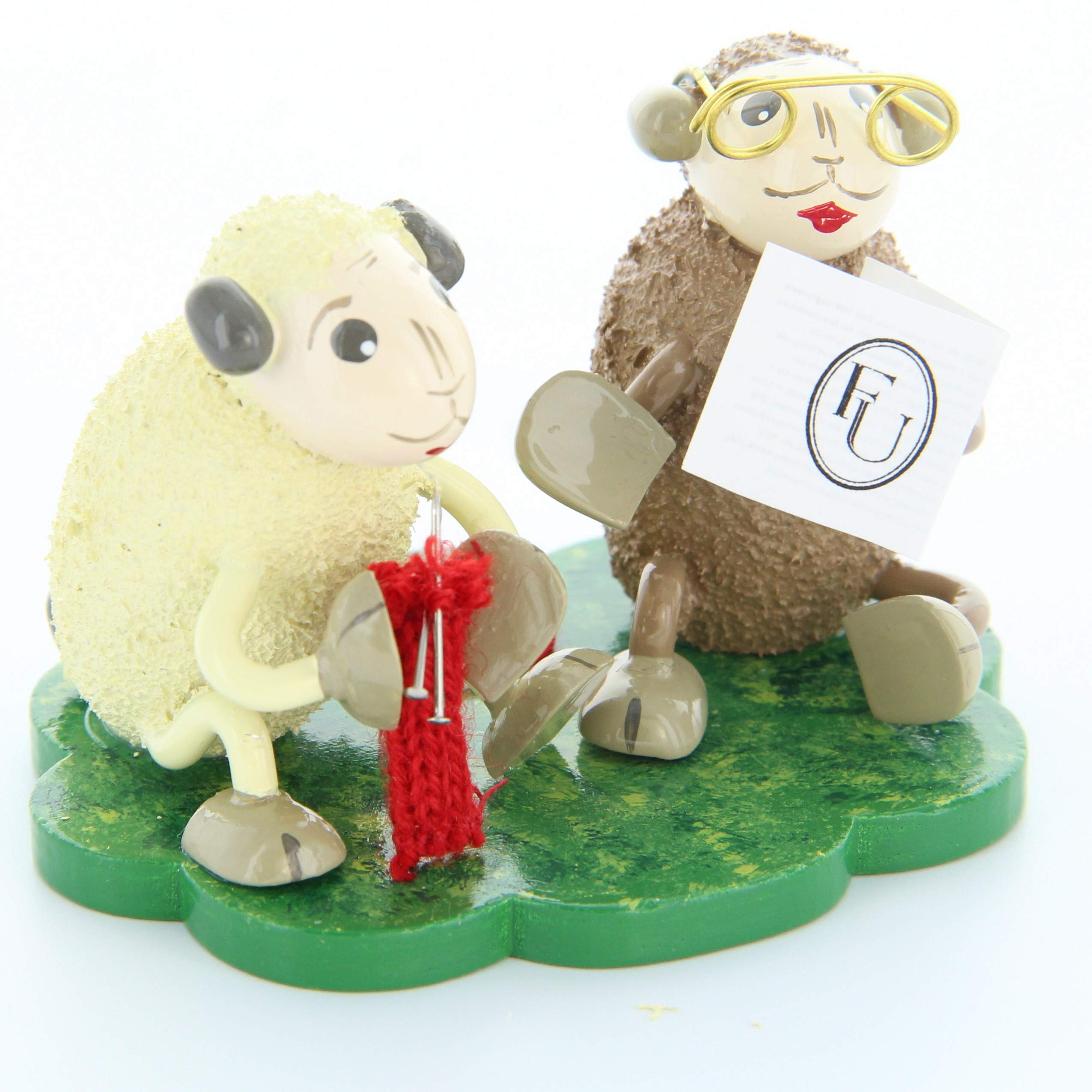 Figurine de moutons grands-parents Omi et Opi en résine pour décoration de jardin