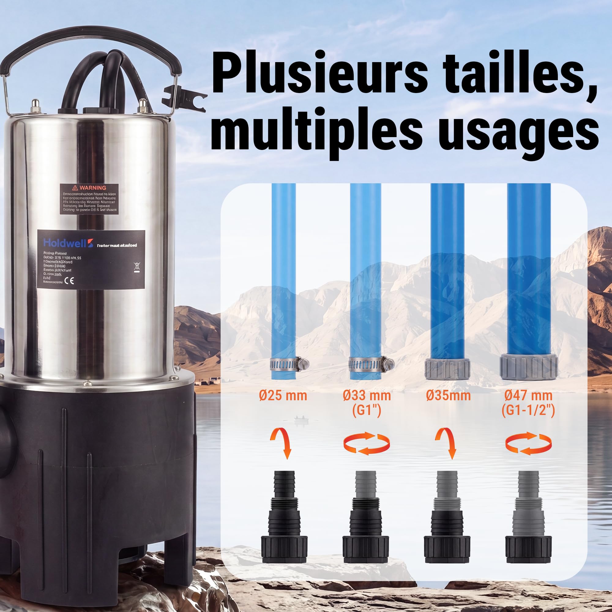Pompe de Relevage Eaux Chargées 1100W 14000l/h Haut. refoulement 10m
