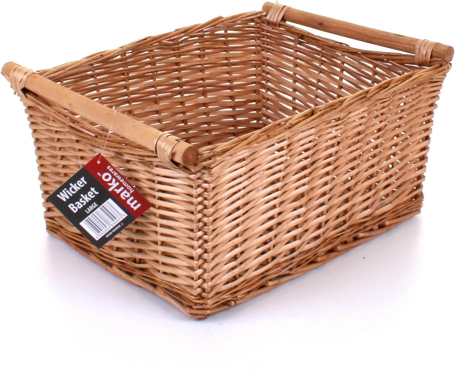 woodluv Brown Wicker Storage Basket W/Off White Cloth Lining Xmas