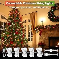 Vista 2 de Guirnalda de luces extralargas para interiores y exteriores, 200 luces LED mejoradas de Navidad, impermeables, 8 modos de enchufe, alambre