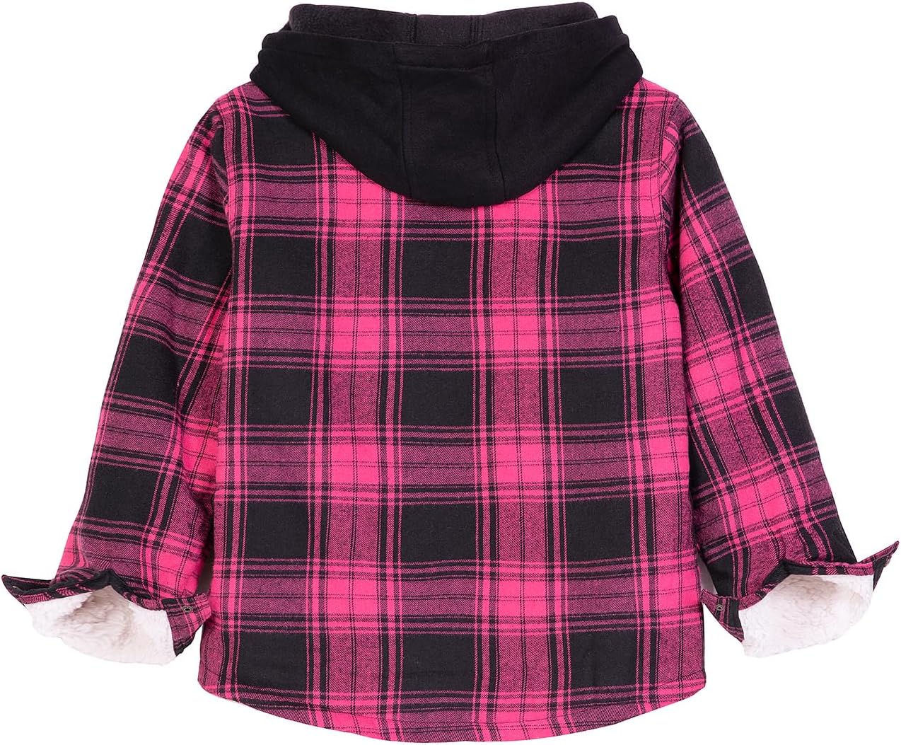 ZENTHACE Kids Toddler Boys Girls Warm Sherpa Lined Plaid Flannel Shirt Jacket,Full-Zip Hooded Sweatshirt