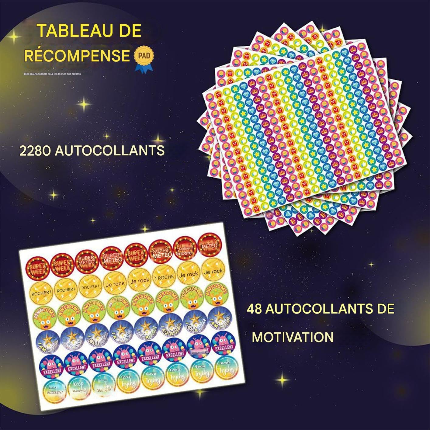 Tableau De Corvées Magnétique Réutilisable Avec Autocollants – Suivi Des Tâches Et Récompenses Pour Enfants 3-9 Ans