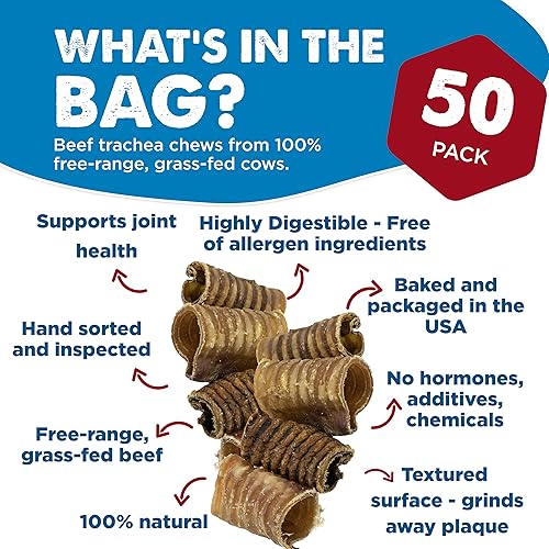 Miniatura 2 de Best Bully Sticks All Natural USA - Masticables masticables de traquea de carne de res prémium horneados y empaquetados sin granos 100 carne de res