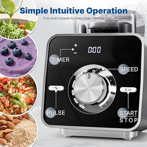 Miniatura 3 de Licuadora casera, licuadora de alta velocidad de 1400 W para potencia de trituración de hielo, cuchillas de acero inoxidable, temporizador de