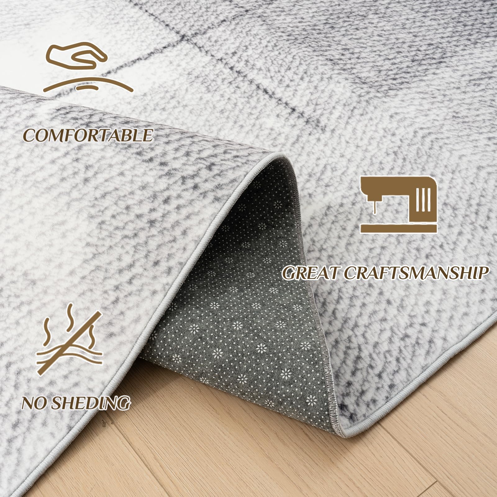 Vamcheer Tappeto Sala Moderno Geometrico- Astratto Design Moderni Tappeto Salotto,Tappeto lavabile,Decoration salon y casa, Moquette Grandi Antiscivolo Morbido,Grigio bianco Chiaro 200x300 cm