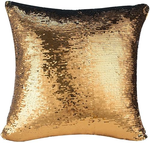 Miniatura 3 de Funda de cojín de MOCOFO, con lentejuelas, de dos tonos, reversible, 15.7 x 15.7 pulgadas