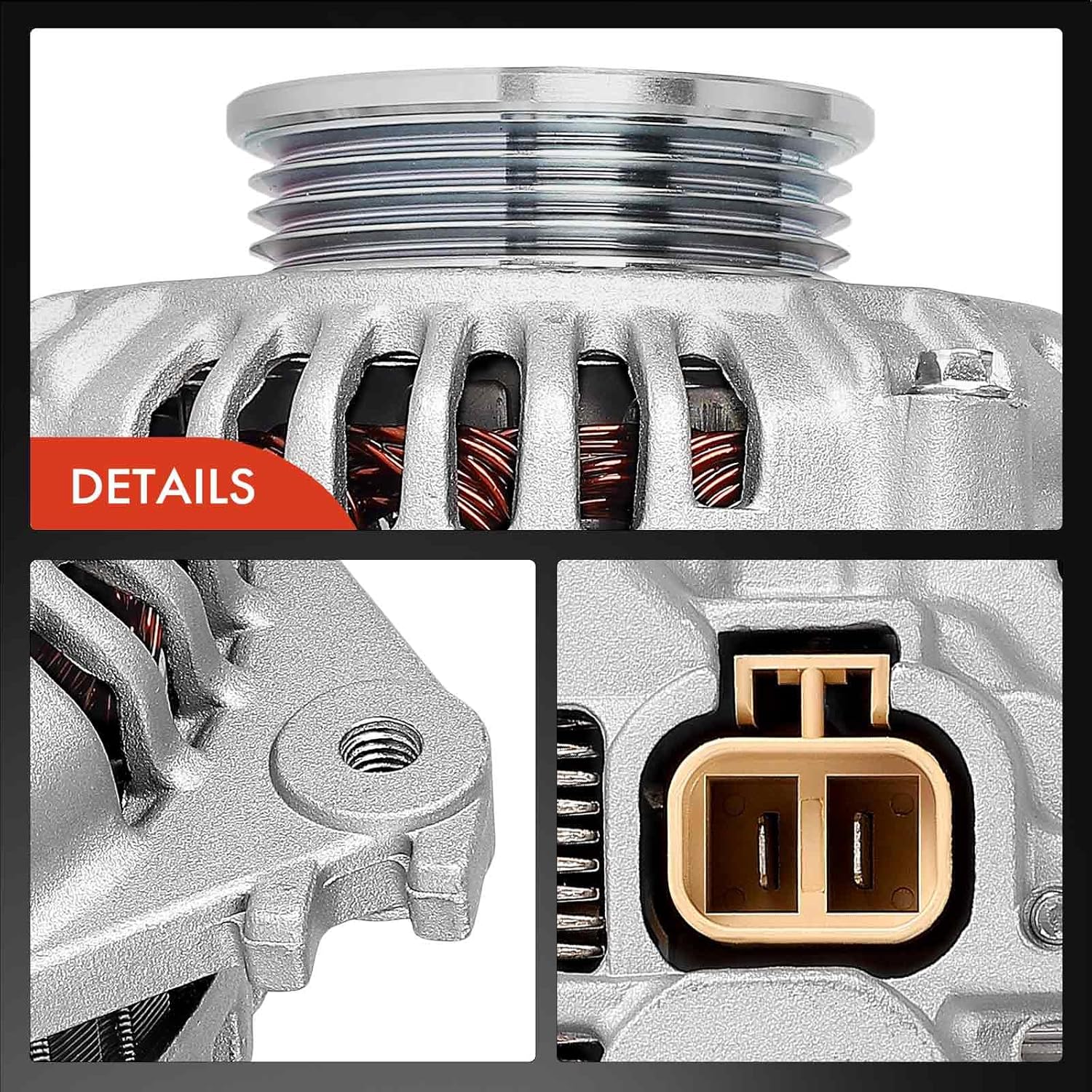 A-Premium Alternator Compatible with Hyundai Sonata 1992-1998 & Mitsubishi Galant 1991-1993 & Dodge 2000 GTX 1989-1990 & Eagle 2000 GTX, Talon & Plymouth Laser, 12V 90A 4-Groove Pulley Clockwise
