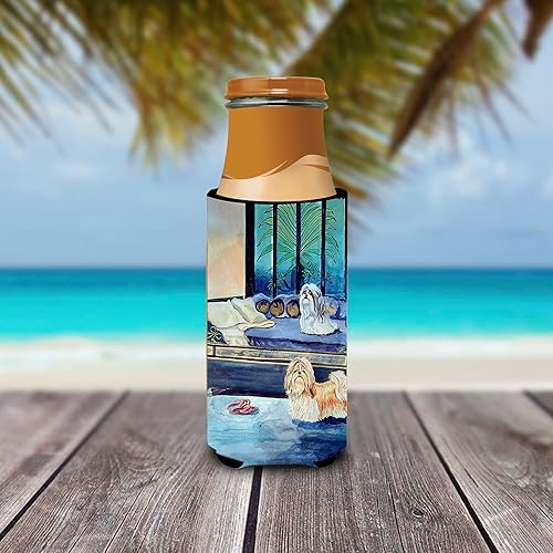 Miniatura 3 de Caroline's Treasures 7082MUK Shih Tzu Double Trouble Ultra Hugger para latas delgadas para latas delgadas, funda para enfriar, lavable a máquina,