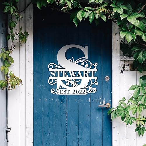 Miniatura 7 de Letreros de metal personalizados Letreros de nombre de metal Arte de pared de metal Decoración de pared con monograma de letra dividida Letrero