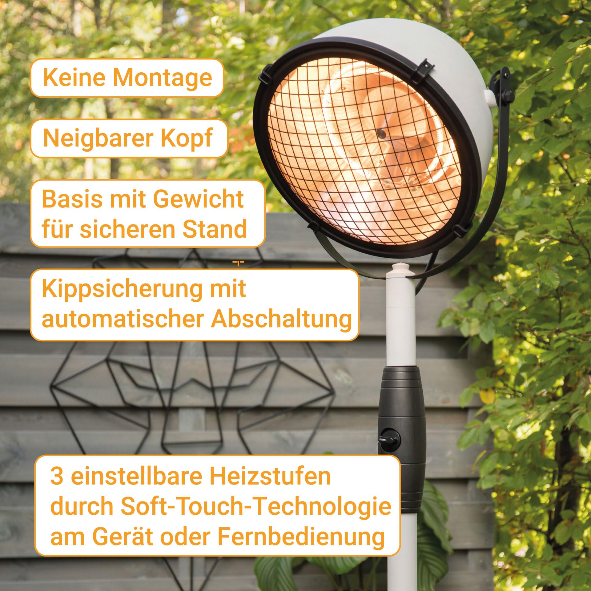 SUNRED Indus Bright stojący promiennik podczerwieni biały 2100 W biały