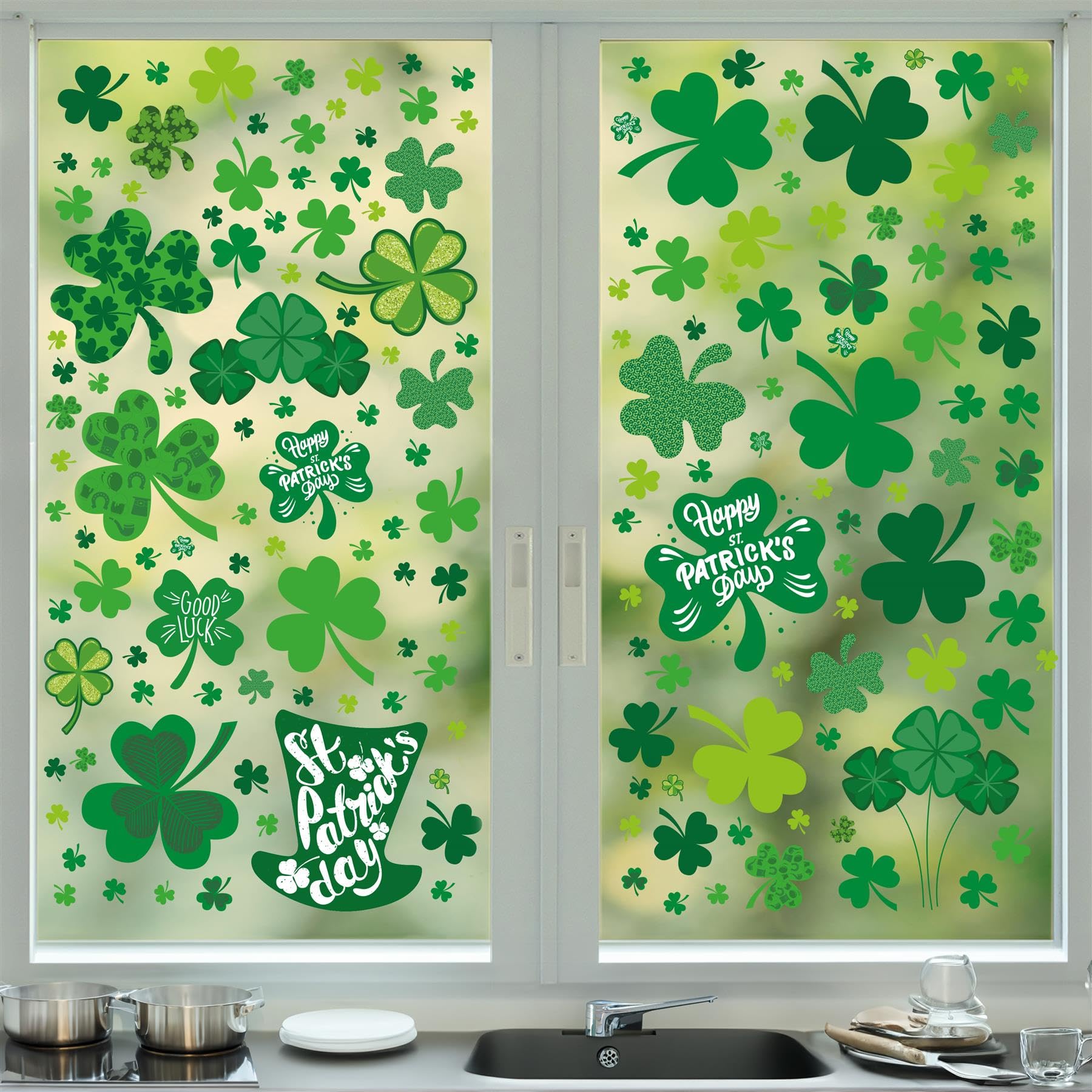 WALPLUS St Patricks Day Window Stickers Double Sided St Patrick Window Stickers Reusable St Pats Window Stickers Removable Spring Window Stickers St Patricks Day Decorations 114 PCS - Image 2