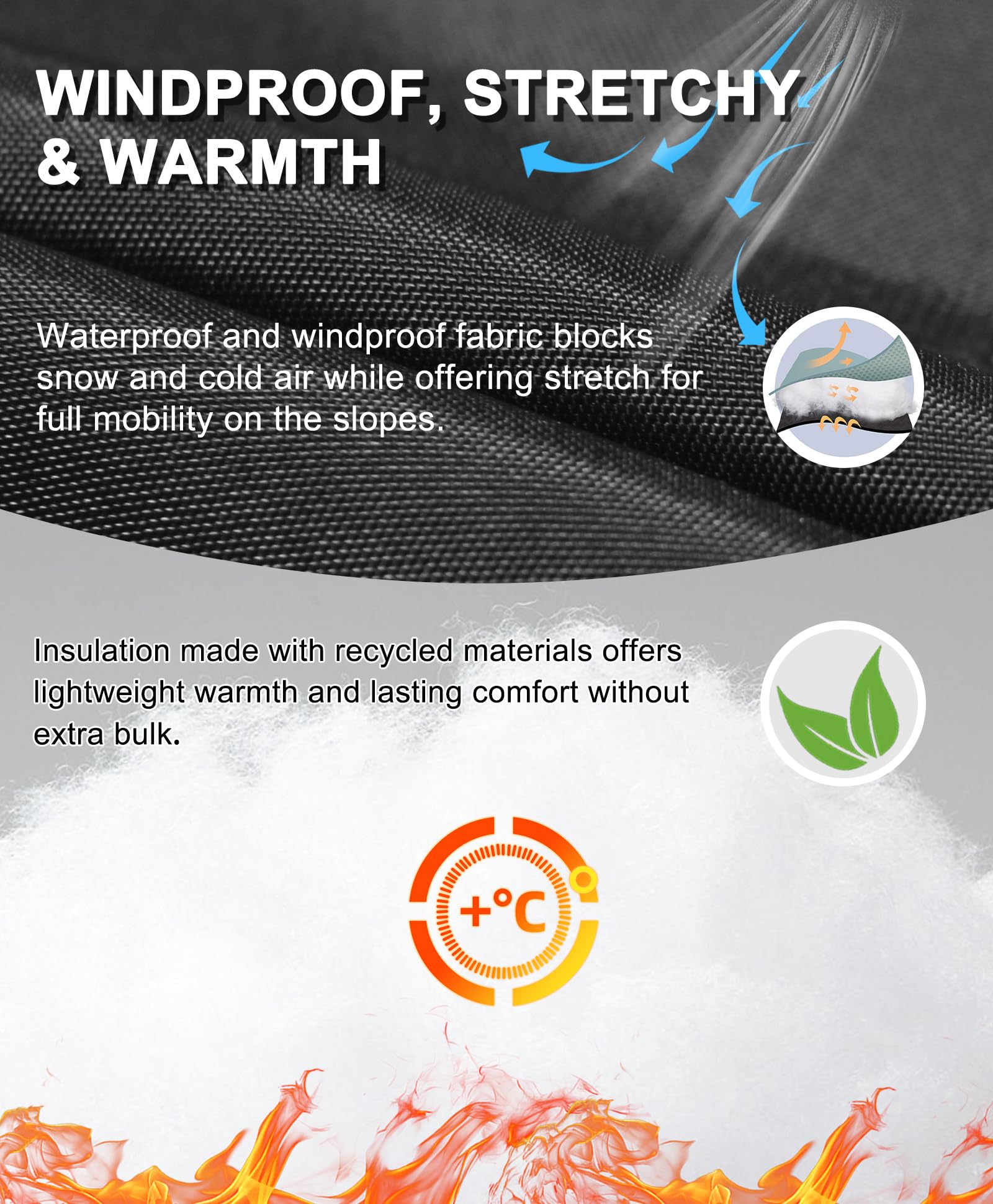 Mapamyumco Herren Snow Ski Bib Mountaineering Pants wasserdichte, Winddichte, wärmeisolierende Skihose mit Abnehmbarer Schlinge