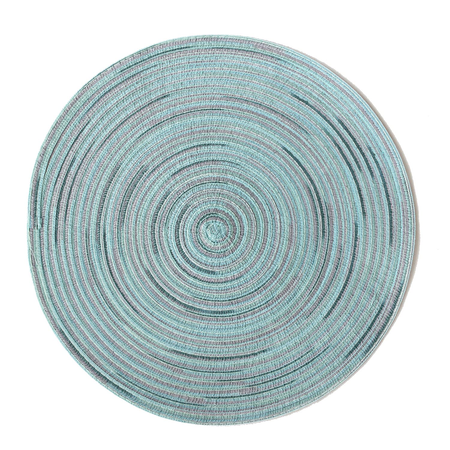 Thymat15” Round Woven Placemats for Kitchen Dinning Table, Set of 6, Teal