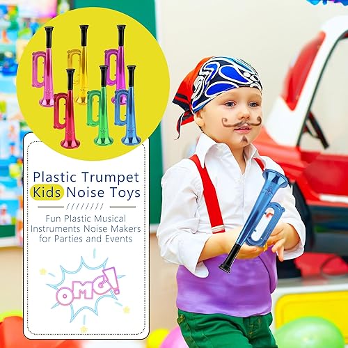 Miniatura 5 de Paquete de 18 instrumentos de trompeta para niños de 7 pulgadas, mini trompeta de cuerno para niños, instrumentos musicales, juguetes educativos