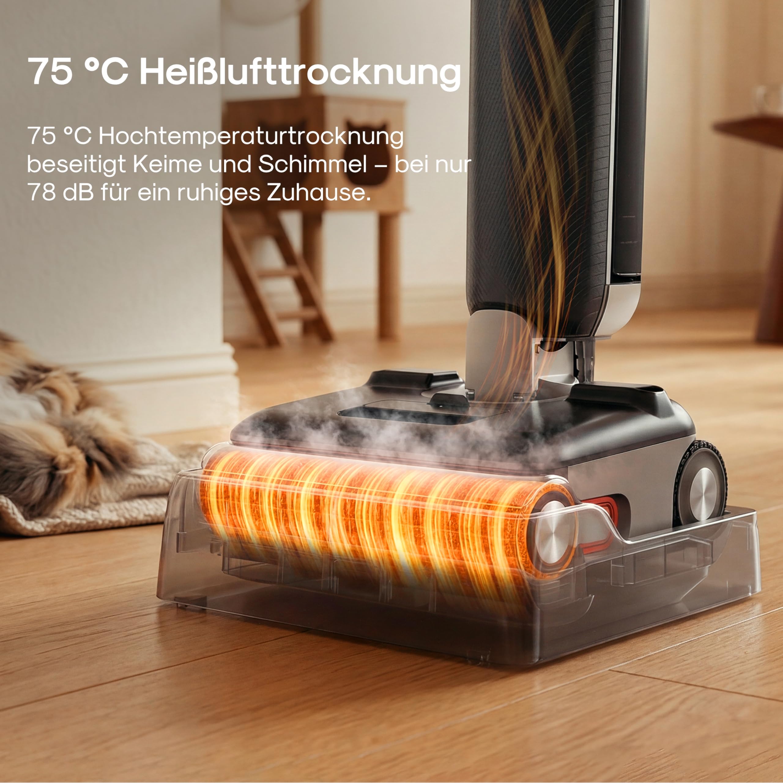 Eureka FloorShine 830 Nass Trockensauger Akku für Hartböden, 24.000 Pa Saugwischer 180° Flachliege, Anti-Tangle 3,0, Selbstreinigung & 75°C Heißlufttrocknung, 60 Min Laufzeit, Nasssauger Böden