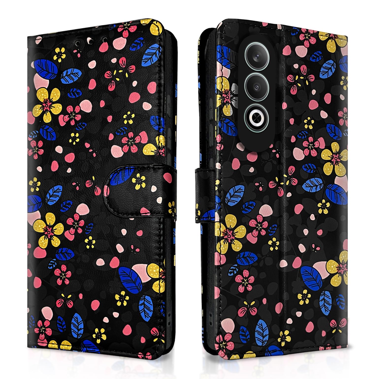 Pikkme OnePlus Nord CE 4 5G Flip Cover for Girls Leather Finish | Inside TPU with Card Pockets | Wallet Stand and Shock Proof | Complete Protection Flip Case (Black Flower) (B0D13TFXPF) Amazon Price History, Amazon Price Tracker