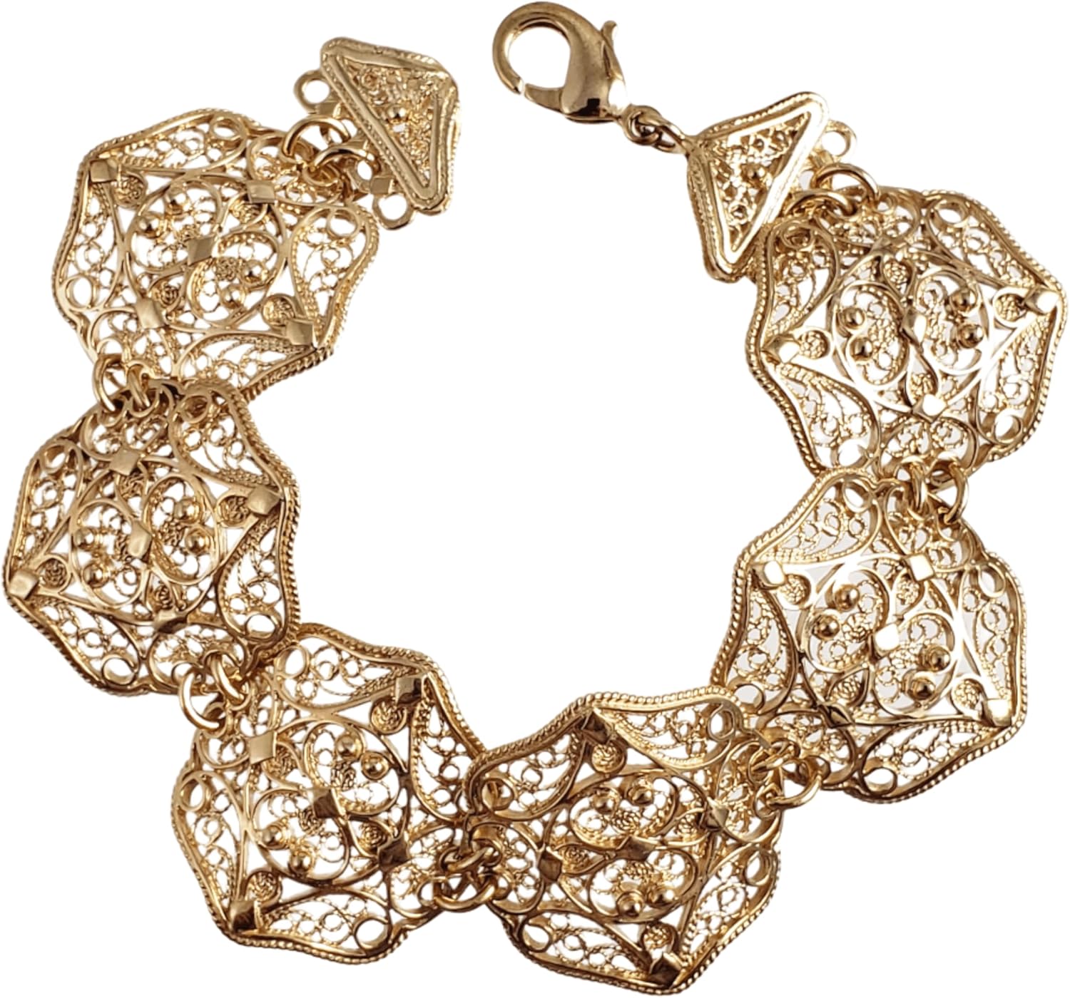 Filigree Panel Bracelet with Floral Scrollwork