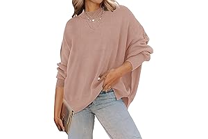 Women's Fall Oversized Ribbed Knit Pullover Sweater for Thanksgiving
