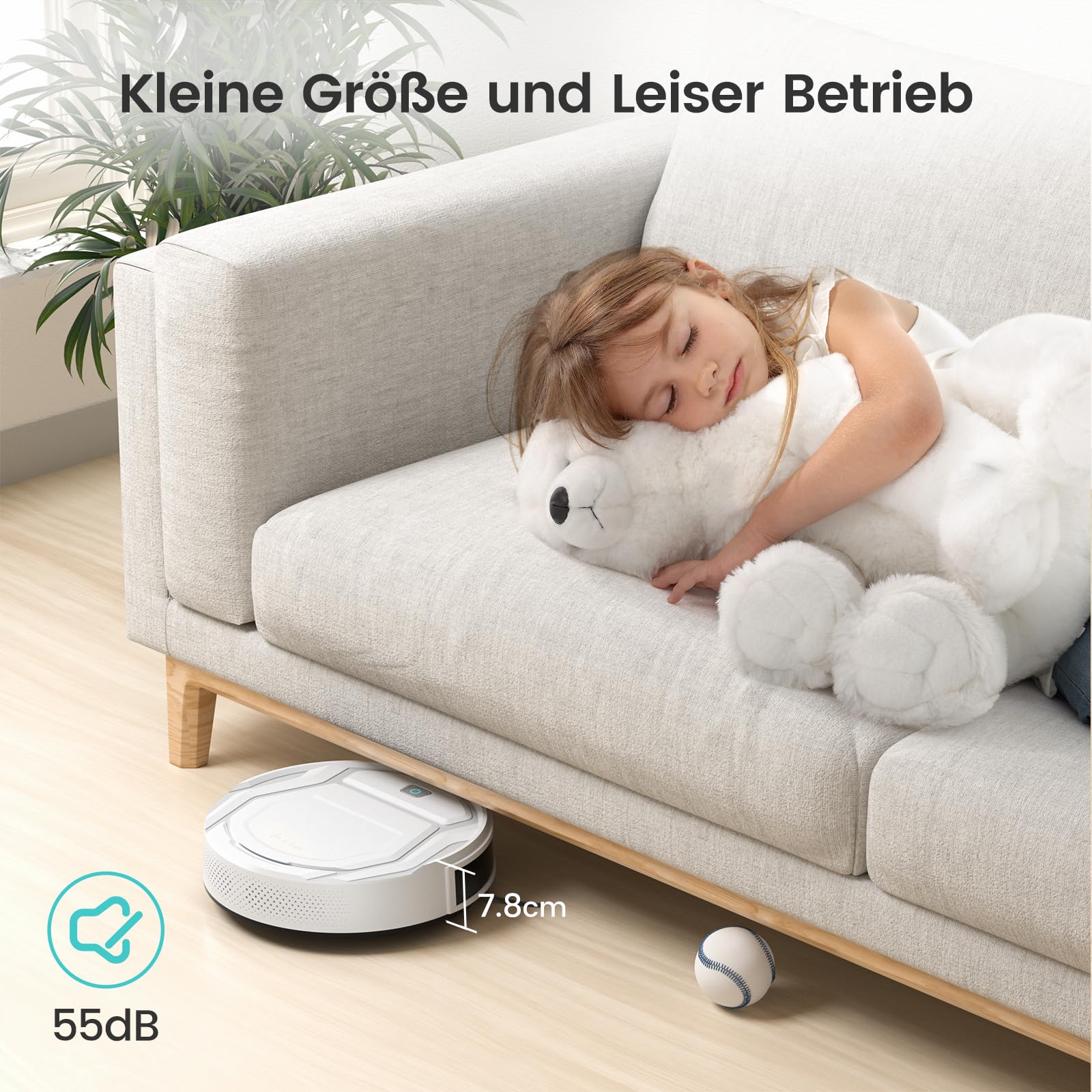 Lefant Saugroboter 2200 Pa, Klein Staubsauger Roboter, 120 Minuten, App-Gesteuert, Geräuscharmer Betrieb, Kompatibel mit Alexa, Anti-Verwicklungs-Absaugdüse, Ideal für Tierhaare & Hartböden