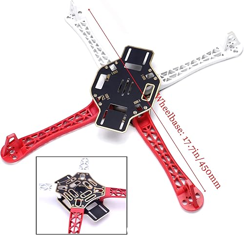 Miniatura 7 de YoungRC F450 Drone Frame Kit 4-Axis Airframe 17.717 in Quadcopter Frame Kit con aterrizaje Skid Gear